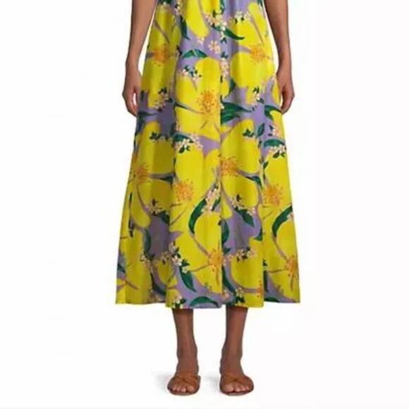 Farm Rio Pietra Floral Lilac Swimsuit Cover Up Halter Maxi Dress S $185 NWT